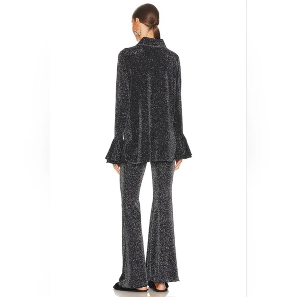 NWT SLEEPER Lurex Lounge Suit with Pants in Black